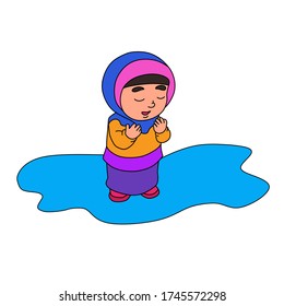 vector illustration of a woman praying