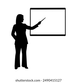Vector illustration of a woman presenting and lecturing, perfect for educational designs.
