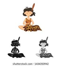 Vector illustration of woman and primeval icon. Collection of woman and skin stock vector illustration.