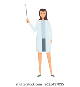 Vector illustration of a woman in professional attire holding a pointer, ideal for educational content