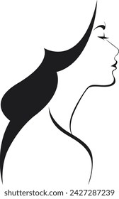 Vector illustration woman profile face contour line drawing.  Portreat in minimalist style. Logo for cosmetics, spa end beauty industry