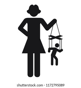 vector illustration of woman with puppet for manipulative relationship and gender issues concept