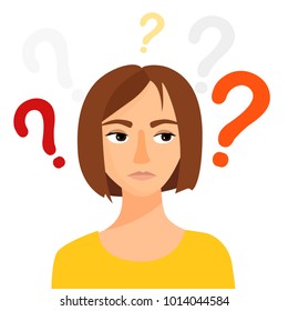 Vector Illustration Woman Question Marks Stock Vector (royalty Free 