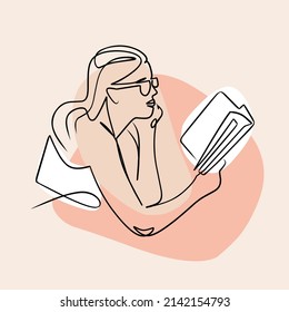Vector illustration of a woman reading a book