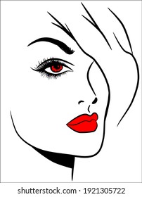 vector illustration of a woman with red lipstick