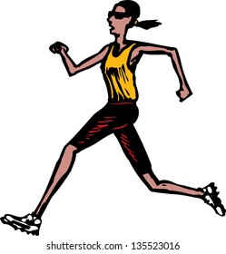 Vector illustration of Woman Runner or Sprinter