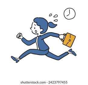 Vector illustration of a woman running in haste