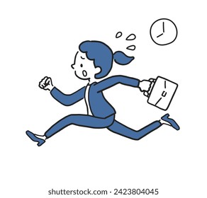 Vector illustration of a woman running in haste