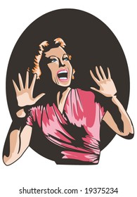 vector illustration of a woman screaming