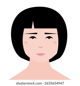 Vector illustration of woman with short straight black haircut.
