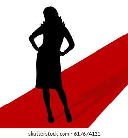 vector illustration woman silhouette on a red carpet
