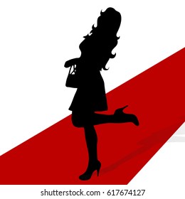 vector illustration woman silhouette on a red carpet