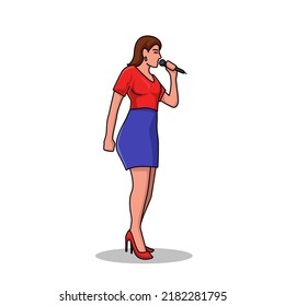 vector illustration  a woman is singing