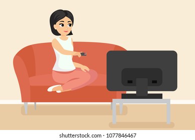 Woman Sitting Sofa Stock Illustrations, Images & Vectors | Shutterstock