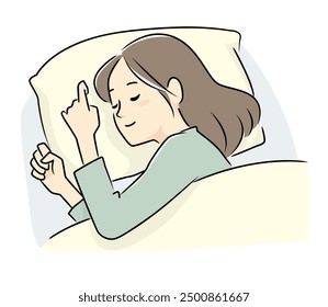 Vector illustration of a woman sleeping soundly