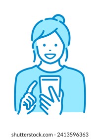 Vector illustration of woman  with smartphone