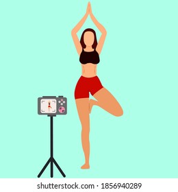 vector illustration of woman in standing yoga pose