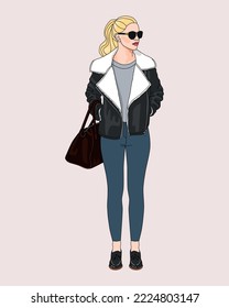 Vector illustration woman  in stylish clothes