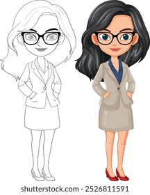 Vector illustration of a woman in a suit