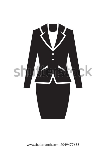Vector Illustration of Woman Suit Icon\
Isolated On White\
Background.