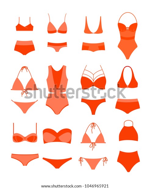 Vector Illustration Woman Summer Bikini Set