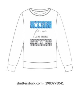 Vector illustration of woman sweatshirt. Front  views Design for t shirts, prints.