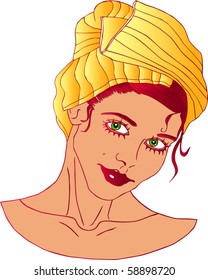 vector illustration of a woman taking a bath outline version