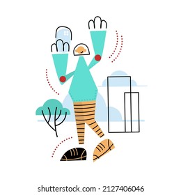Vector illustration of a woman talking on a mobile phone in cartoon style