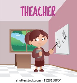 Vector illustration of woman teacher