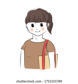 Vector illustration of woman with tote bag