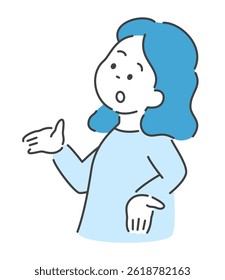 Vector illustration of a woman in trouble with her arms outstretched