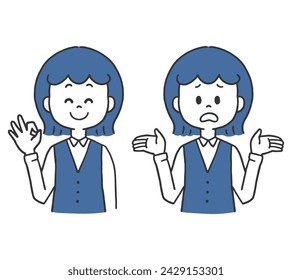 Una ilustración vectorial de un problema de la mujer y la solución