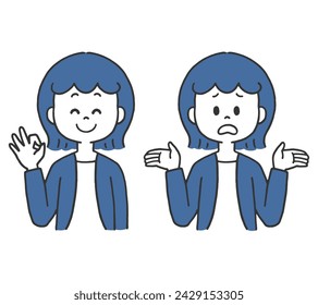 Vektor-Illustration einer Frau Ärger und Lösung