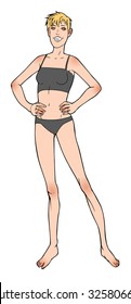 Vector illustration of woman in underclothes