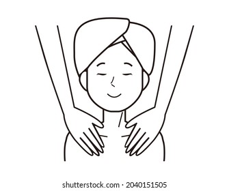 Vector illustration of a woman undergoing treatment at an esthetic salon.
