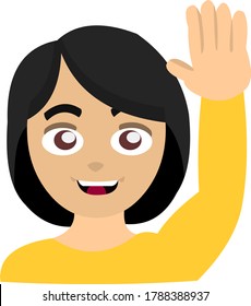 Vector illustration of a woman waving
