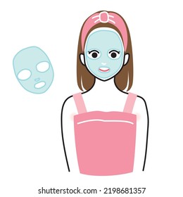 Vector illustration of a woman wearing a face pack