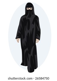 vector illustration of a woman wearing a hijab and jilbab