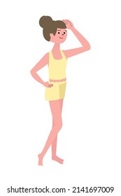 Vector illustration of woman wearing swimwear.