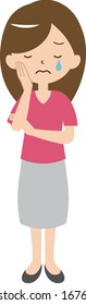 Vector illustration of a woman weeping