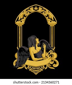 vector illustration of a woman with wings can be used for logos, brands, mascots, t-shirts, wall decorations

