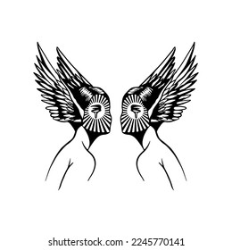 vector illustration of woman with wings concept