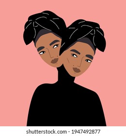 Vector illustration of woman. Women portrait illustration. Design for t-shirts, notebooks, cards. 