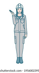 Vector illustration of a woman in work clothes wearing a helmet