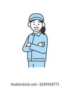 Vector illustration of a woman in work clothes with her arms crossed