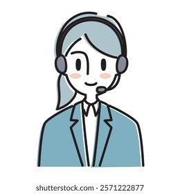 Vector illustration of a woman working in a call center