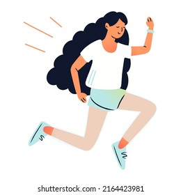 Vector illustration of a woman working out, running, healthy lifestyle concept