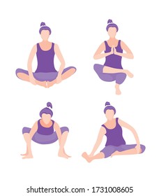 vector illustration of woman with yoga exercise movements