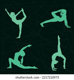 vector illustration with woman  yoga poses