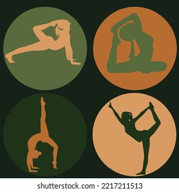 vector illustration with woman yoga poses